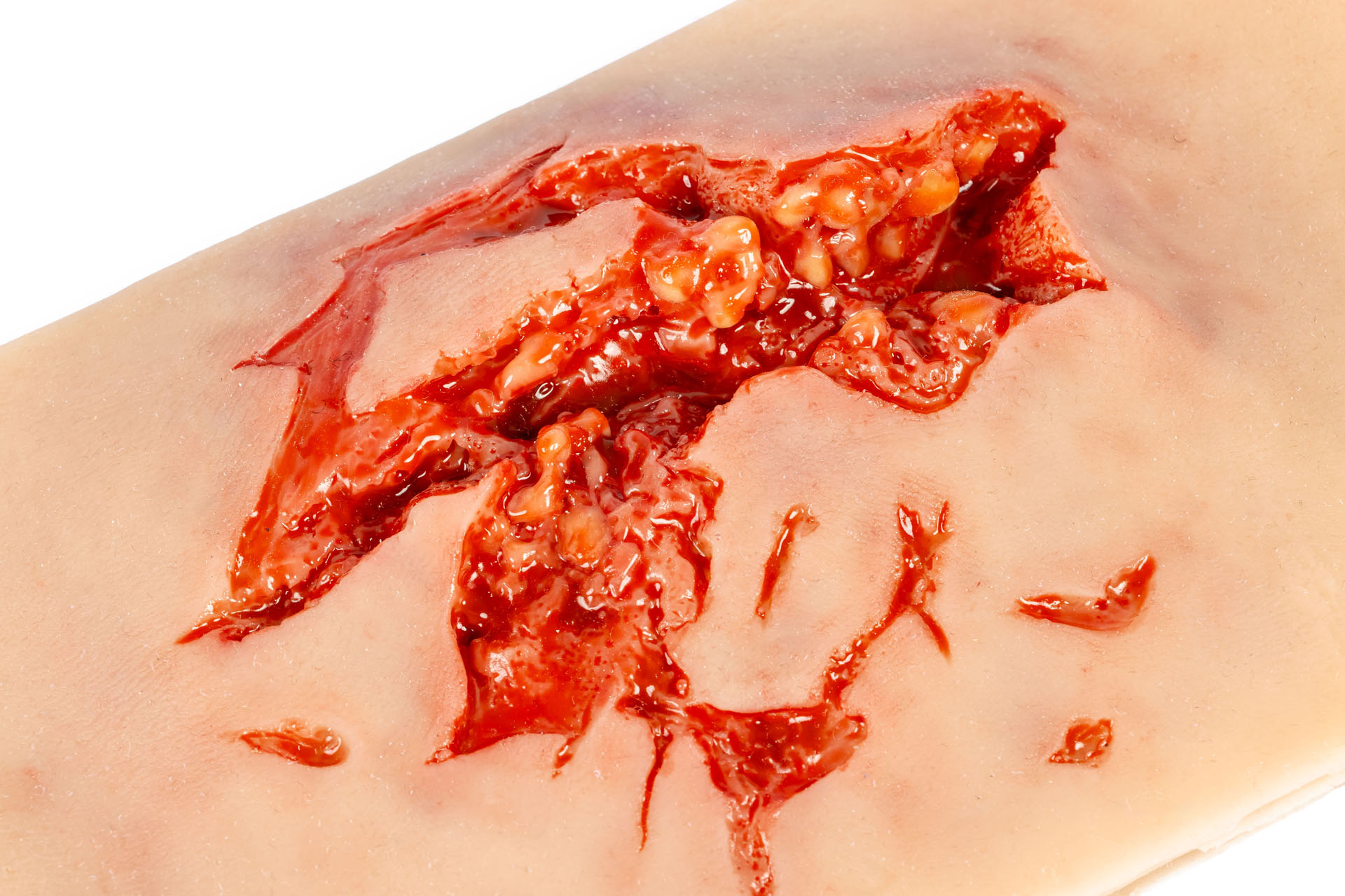 Wound Moulage Sleeve: Thigh Laceration with Bleeding Feature