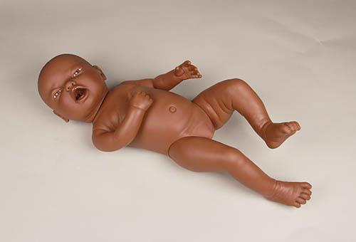 Neonate doll for nappy practice, female, dark skin