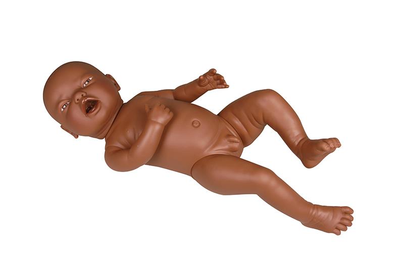 Neonate doll for nappy practice, male, dark skin